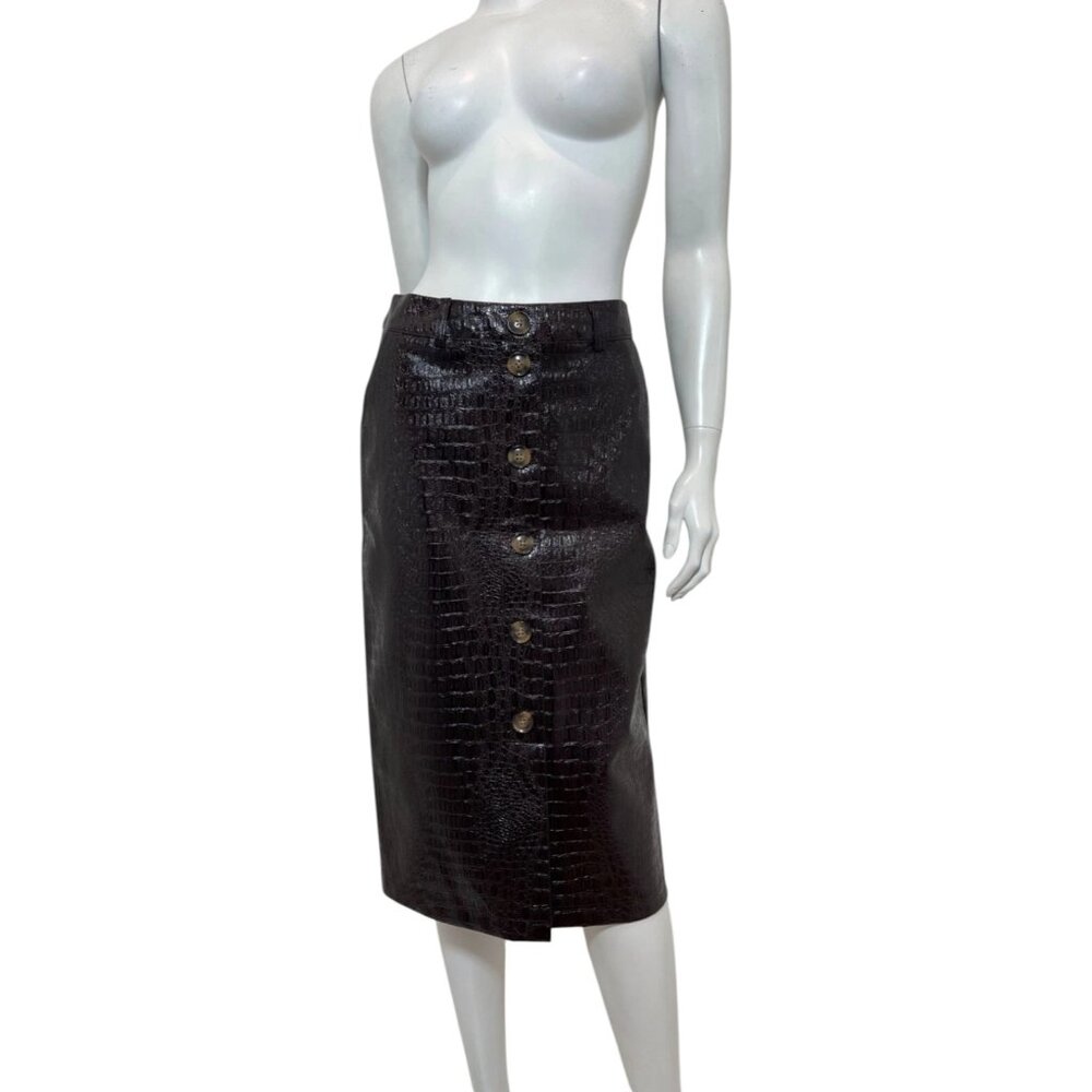 NWT Rachel Comey for TARGET Croc Vegan Leather Skirt in Chicory Coffee Size 2